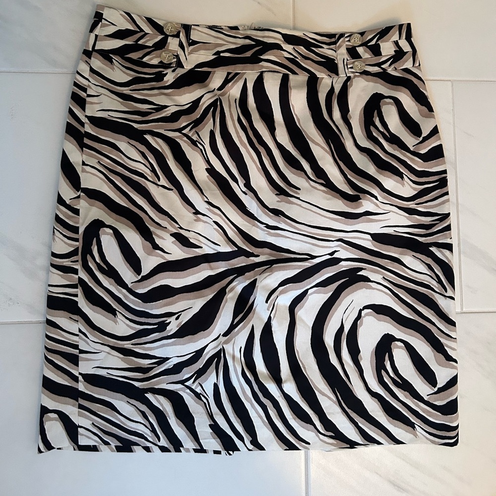 Ann Taylor LOFT Black and White Animal Print Skirt